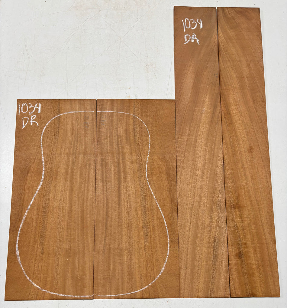 Flame Genuine Mahogany Dreadnought Guitar Back & Side Set #1034