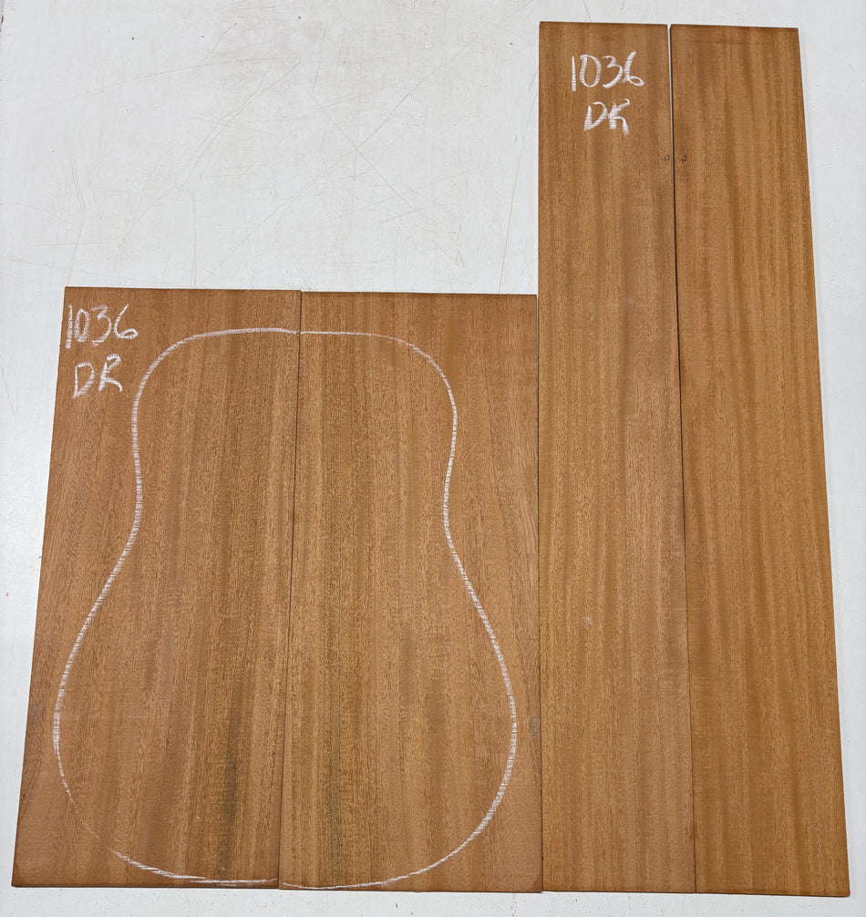 Flame Genuine Mahogany Dreadnought Guitar Back & Side Set #1036