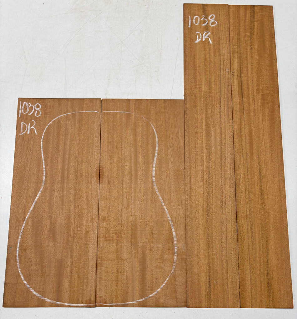 Flame Genuine Mahogany Dreadnought Guitar Back & Side Set #1038