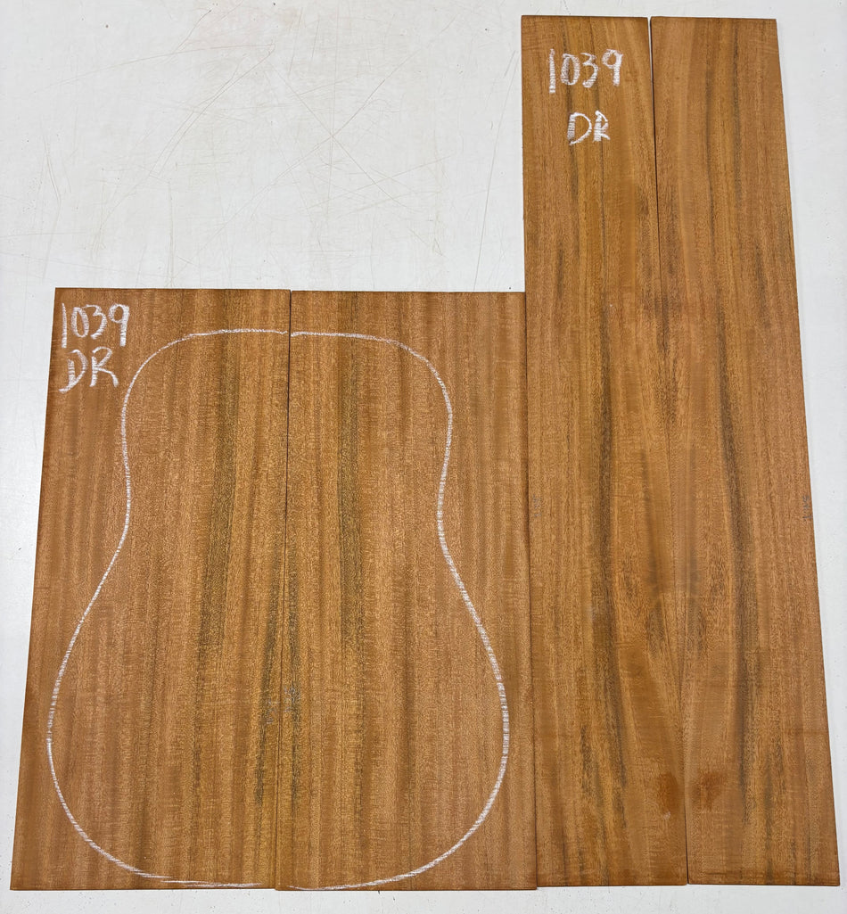 Flame Genuine Mahogany Dreadnought Guitar Back & Side Set #1039