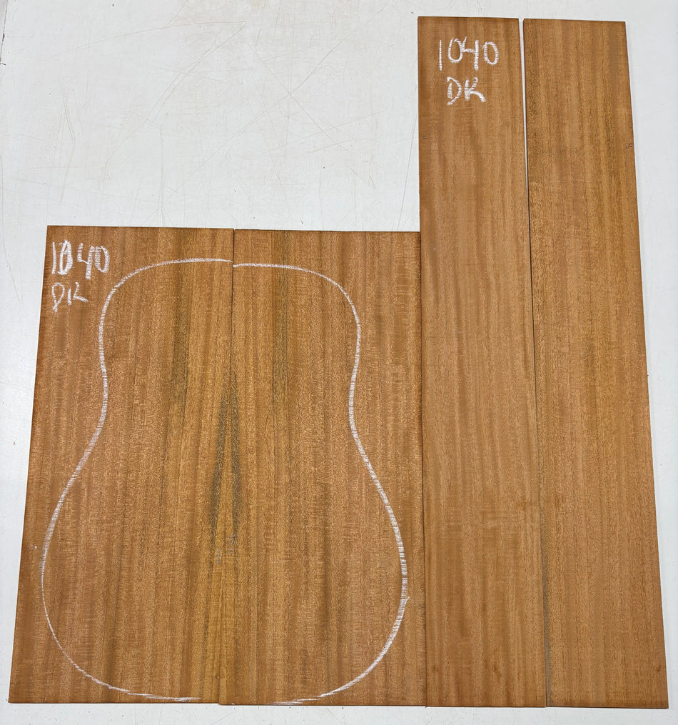 Flame Genuine Mahogany Dreadnought Guitar Back & Side Set #1040