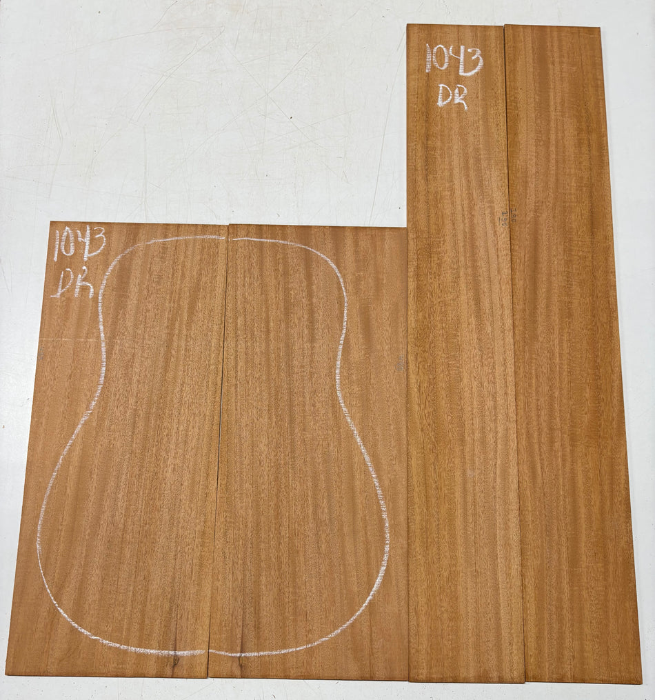 Flame Genuine Mahogany Dreadnought Guitar Back & Side Set #1043