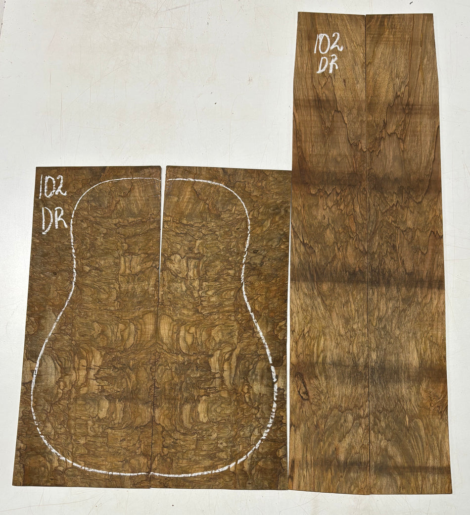 Figured Flame Mango Dreadnought Guitar Back and Side Set #102 - Exotic Wood Zone