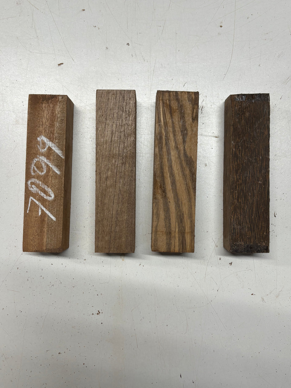 4 Pack, 4 Species Sapele +Black Palm + Walnut + Zebrawood Turning Wood Blanks 6"x1-1/2"x1-1/2"#7099
