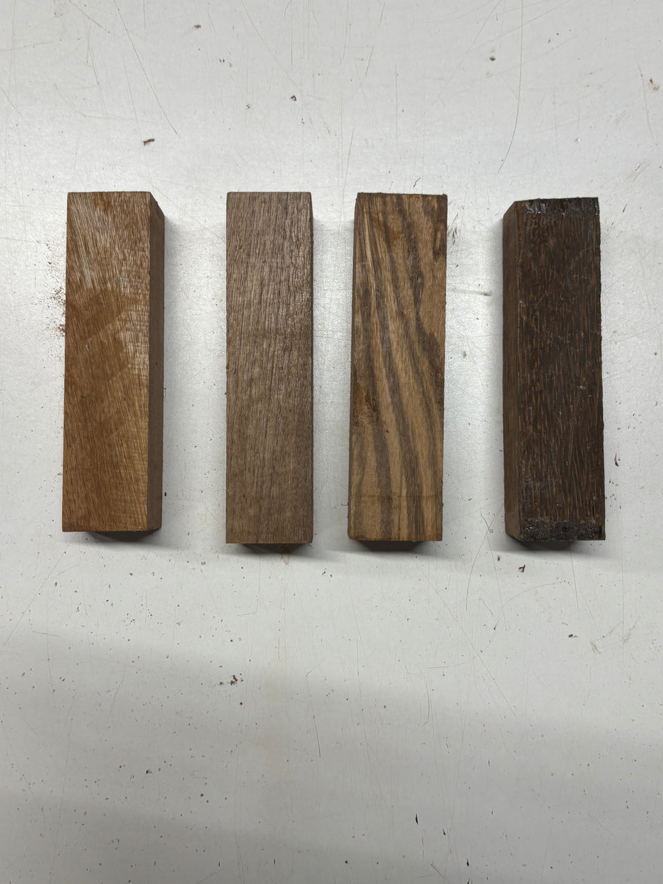 4 Pack, 4 Species Sapele +Black Palm + Walnut + Zebrawood Turning Wood Blanks 6"x1-1/2"x1-1/2"#7099