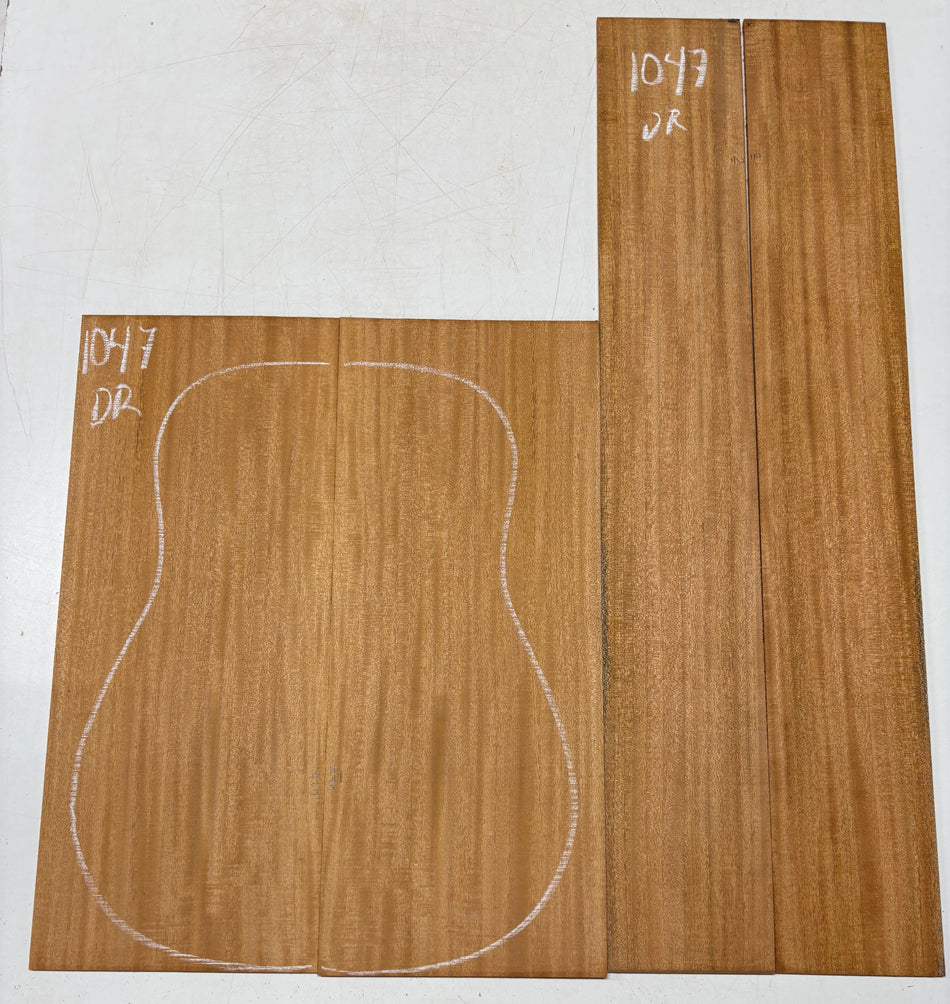 Flame Genuine Mahogany Dreadnought Guitar Back & Side Set #1047