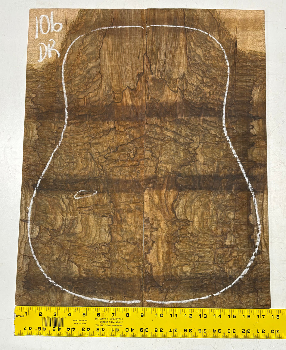 Figured Flame Mango Dreadnought Guitar Back and Side Set #106 - Exotic Wood Zone