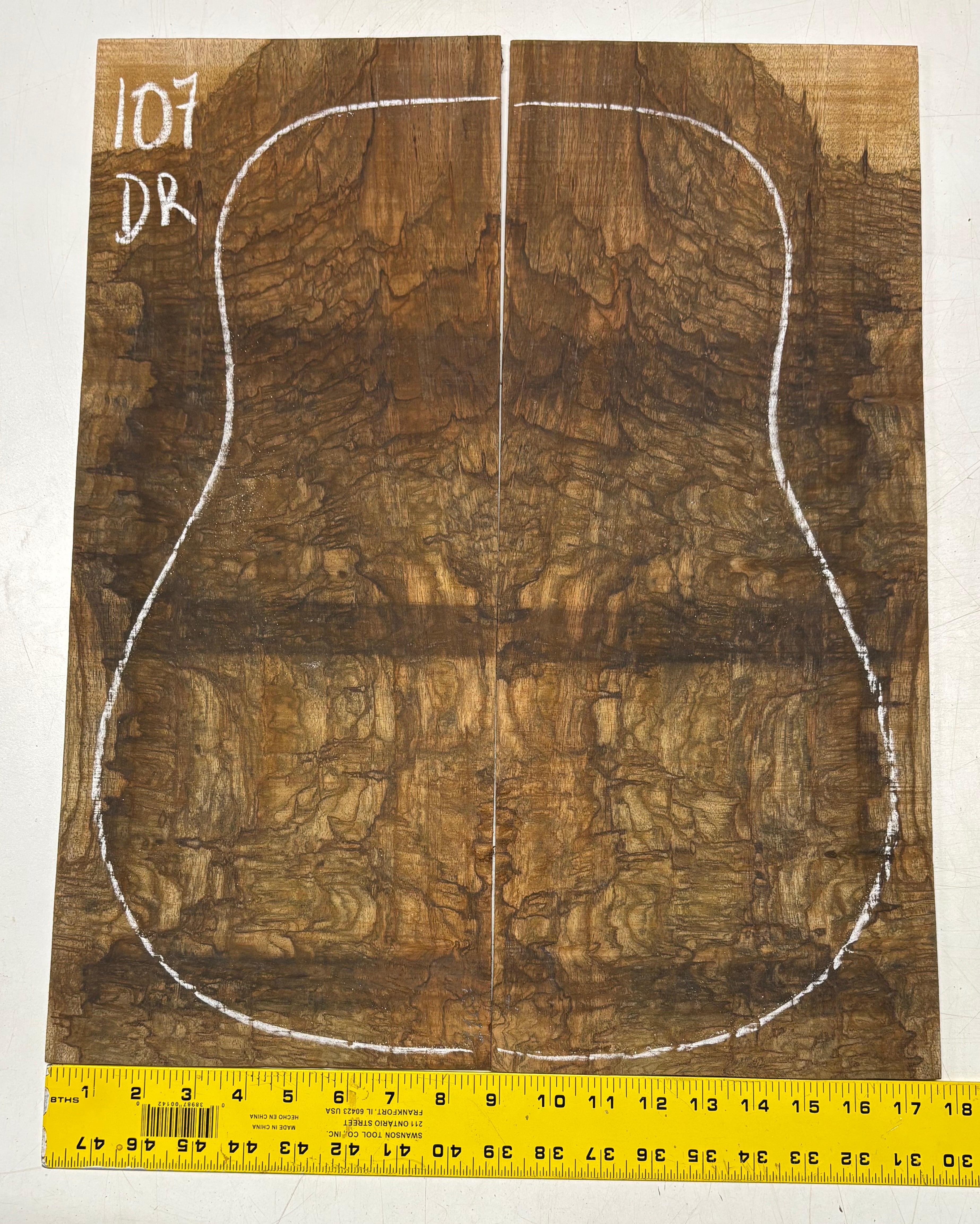 Figured Flame Mango Dreadnought Guitar Back and Side Set #107 - Exotic Wood Zone