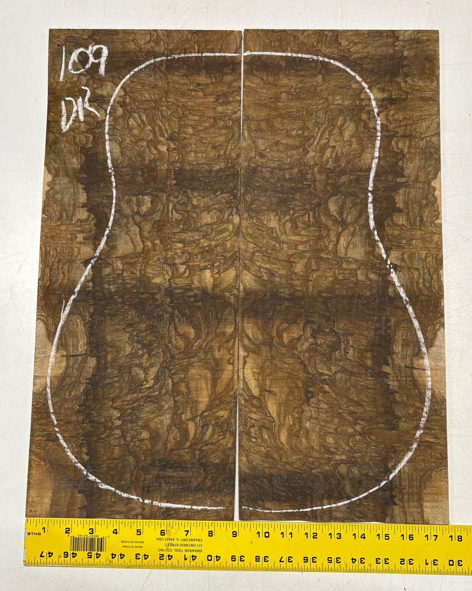 Figured Flame Mango Dreadnought Guitar Back and Side Set #109 - Exotic Wood Zone