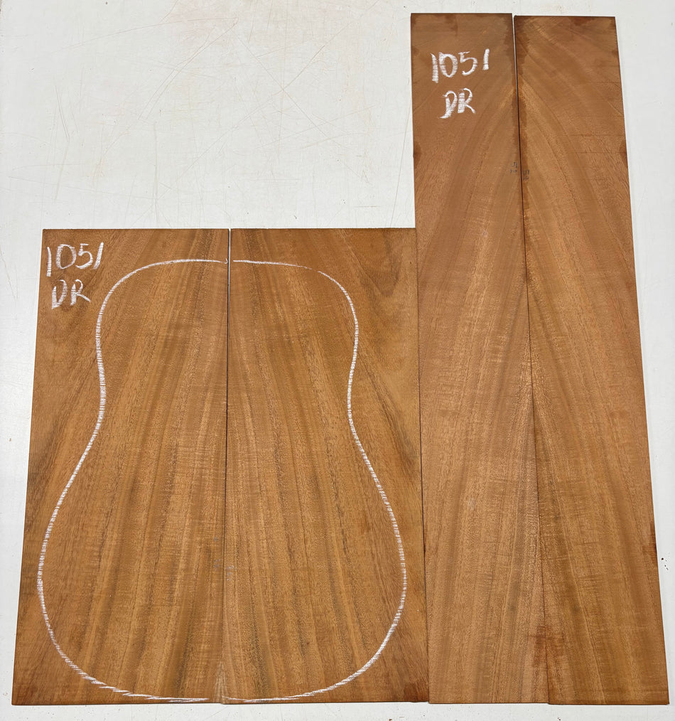 Flame Genuine Mahogany Dreadnought Guitar Back & Side Set #1051