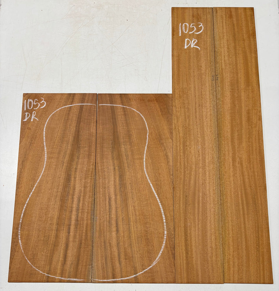 Flame Genuine Mahogany Dreadnought Guitar Back & Side Set #1053