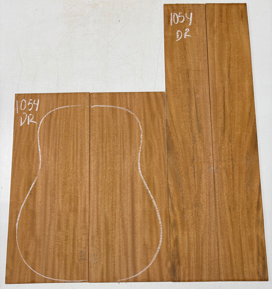 Flame Genuine Mahogany Dreadnought Guitar Back & Side Set #1054