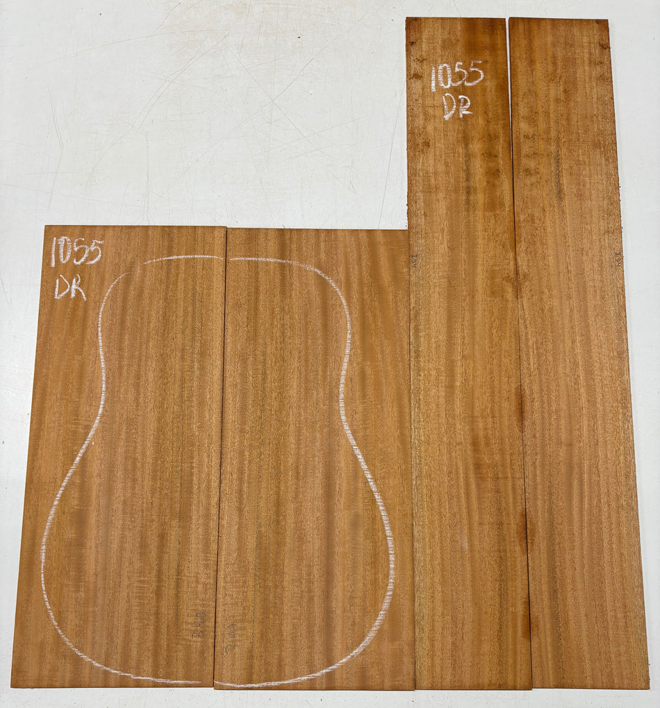 Flame Genuine Mahogany Dreadnought Guitar Back & Side Set #1055