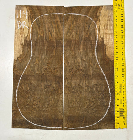 Figured Flame Mango Dreadnought Guitar Back and Side Set #114 - Exotic Wood Zone
