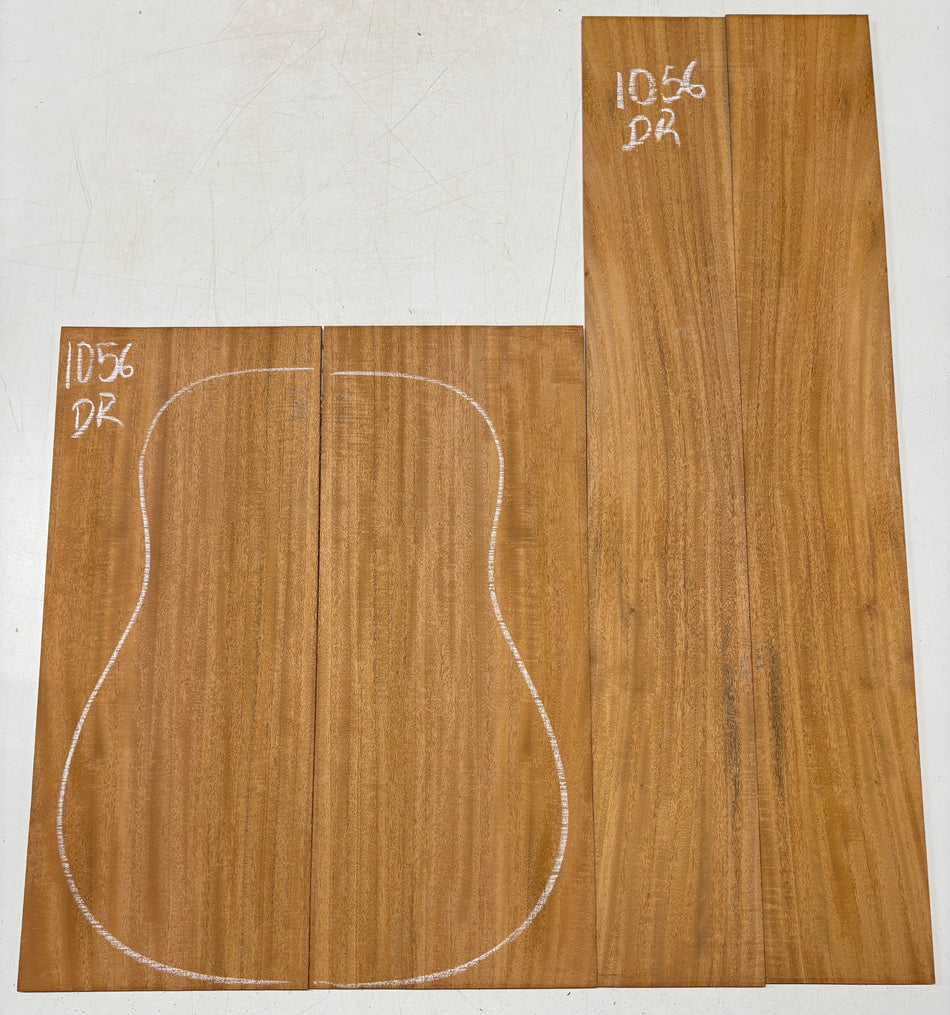 Flame Genuine Mahogany Dreadnought Guitar Back & Side Set #1056