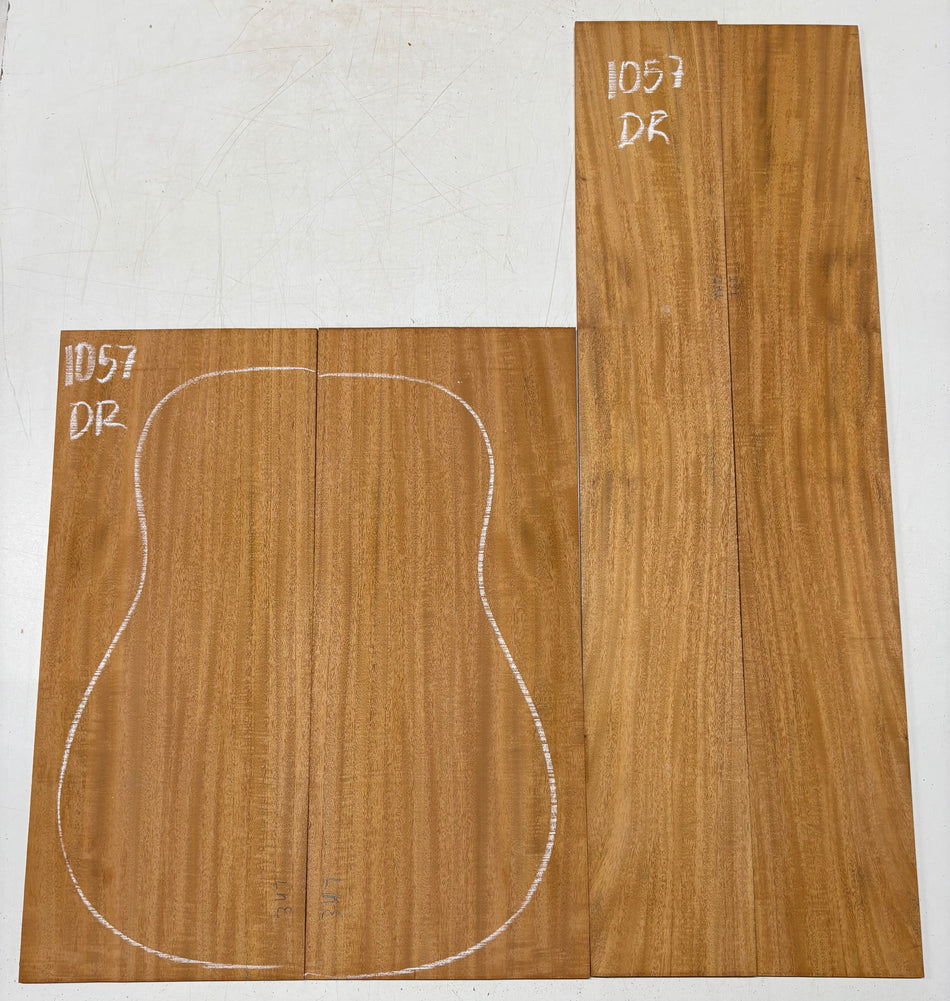 Flame Genuine Mahogany Dreadnought Guitar Back & Side Set #1057