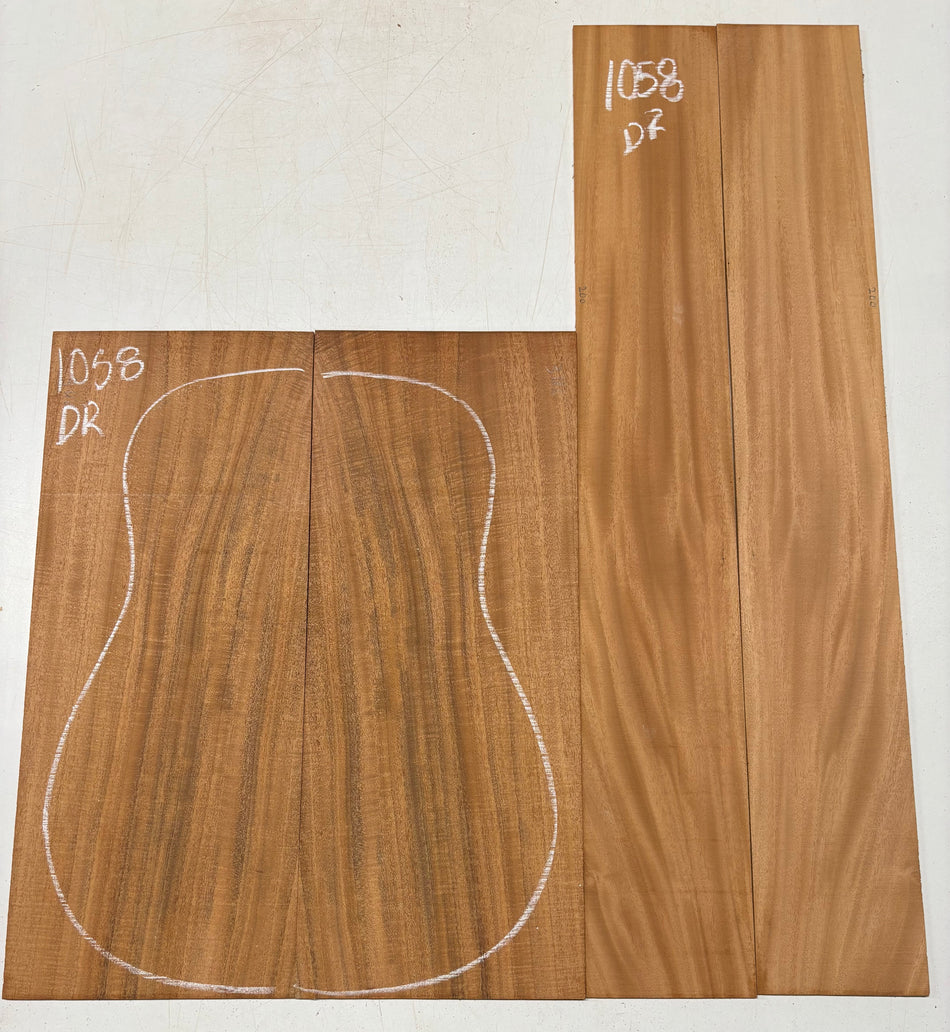 Flame Genuine Mahogany Dreadnought Guitar Back & Side Set #1058