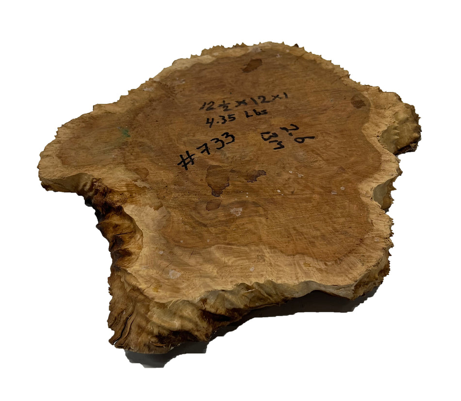 Brown Mallee Burl Cookies | 12-1/2" x 12" x 1" | 4.35 lbs | #733 - Exotic Wood Zone - Buy online Across USA 