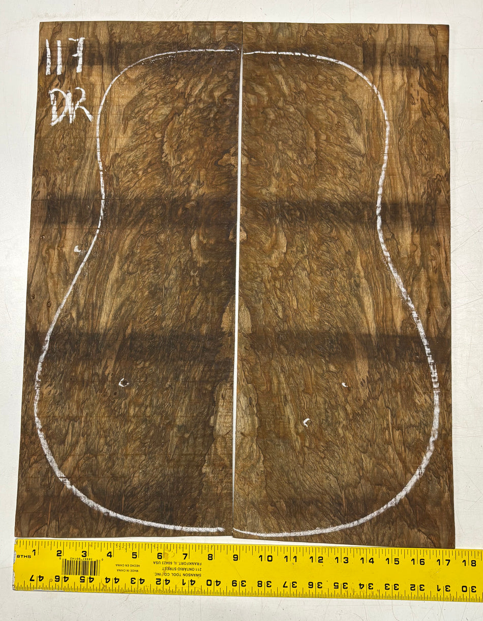 Figured Flame Mango Dreadnought Guitar Back and Side Set #117 - Exotic Wood Zone