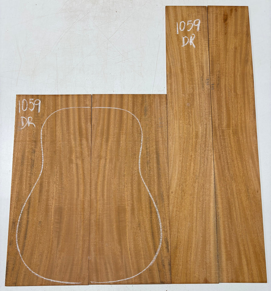 Flame Genuine Mahogany Dreadnought Guitar Back & Side Set #1059