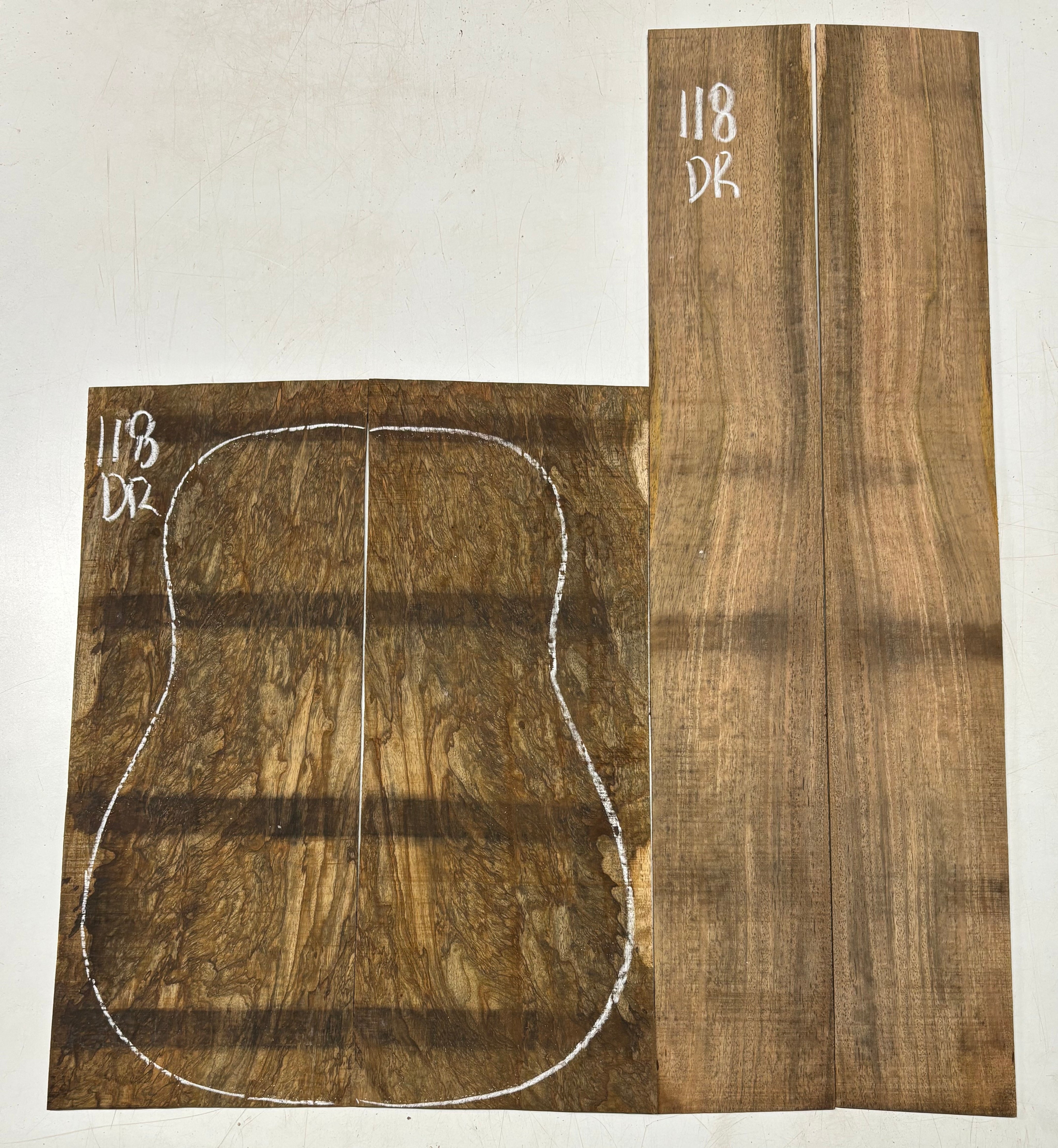 Figured Flame Mango Dreadnought Guitar Back and Side Set #118 - Exotic Wood Zone