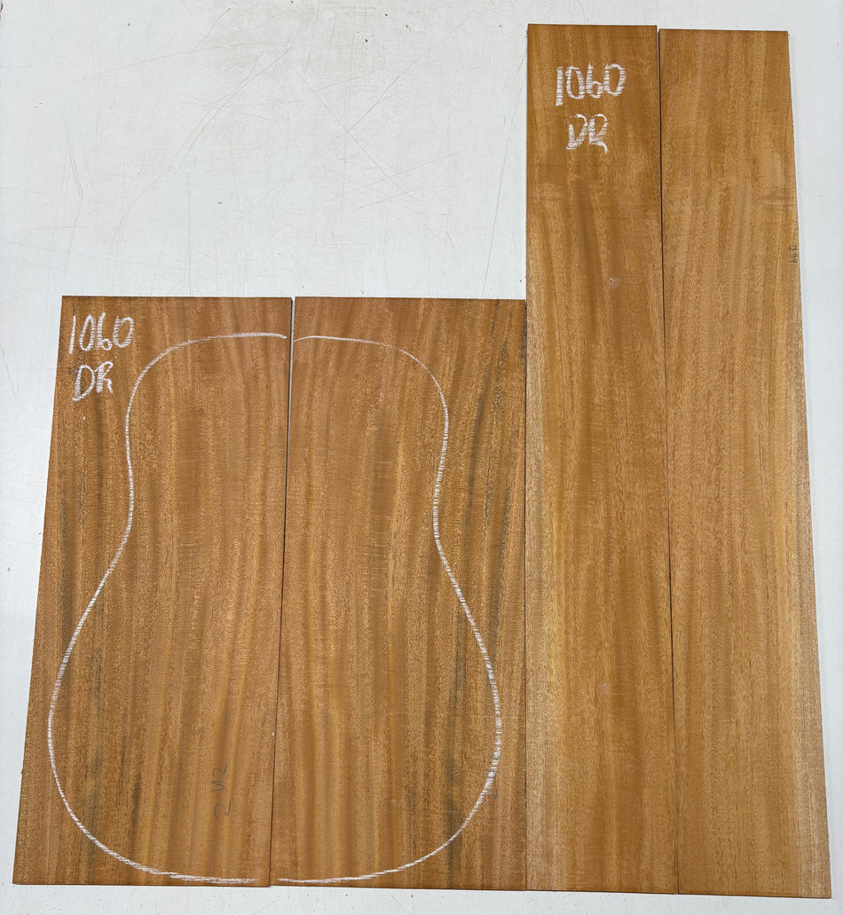 Flame Genuine Mahogany Dreadnought Guitar Back & Side Set #1060