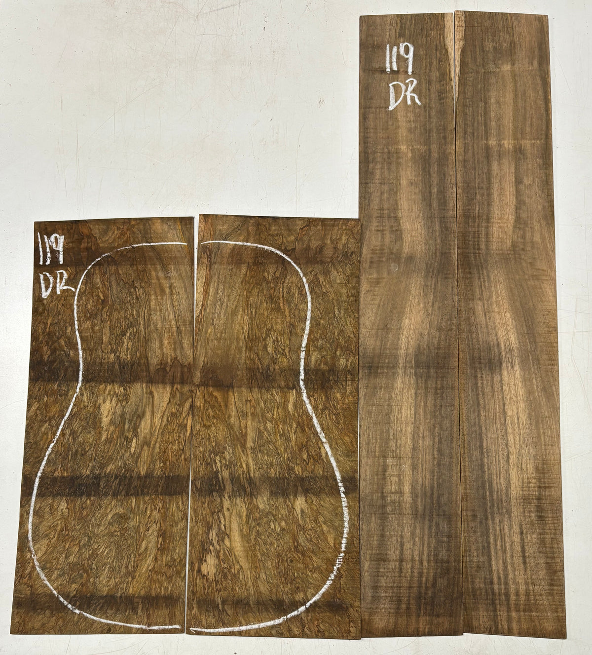 Figured Flame Mango Dreadnought Guitar Back and Side Set #119 - Exotic Wood Zone