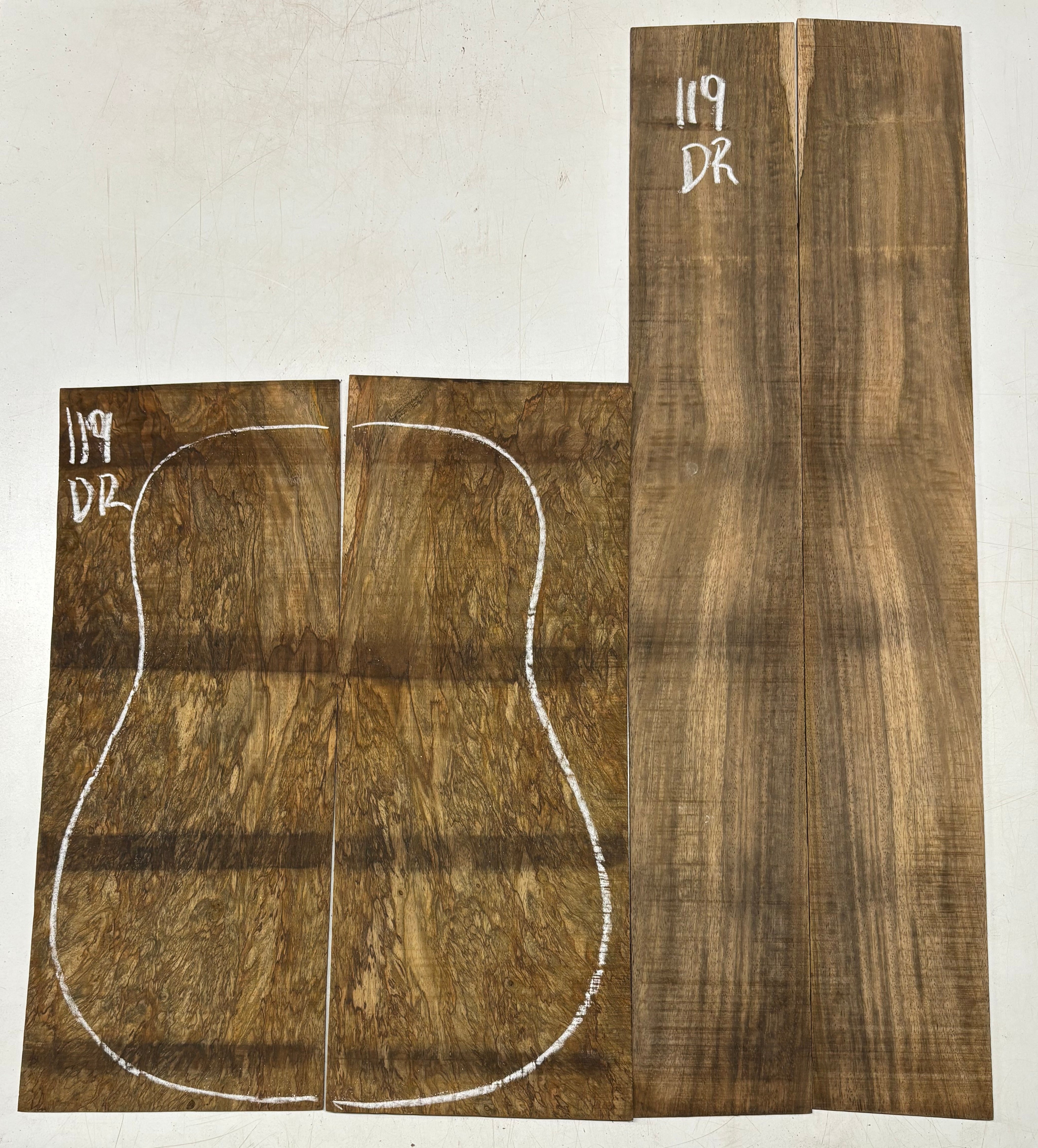 Figured Flame Mango Dreadnought Guitar Back and Side Set #119 - Exotic Wood Zone