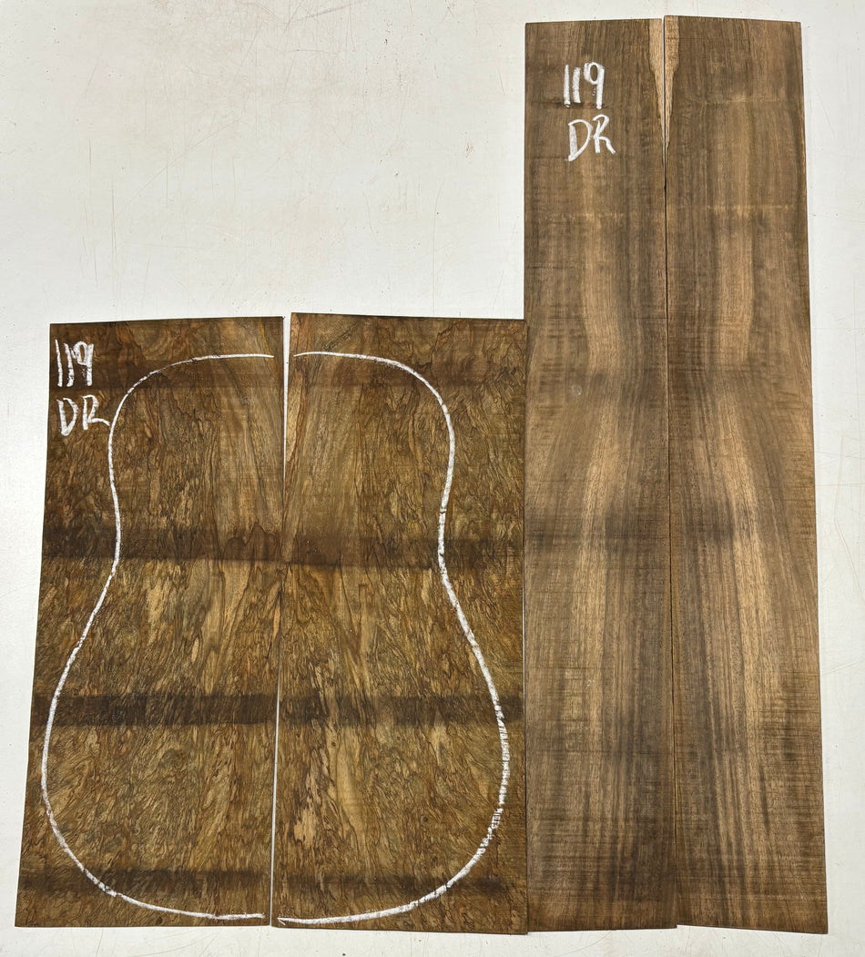 Figured Flame Mango Dreadnought Guitar Back and Side Set #119 - Exotic Wood Zone