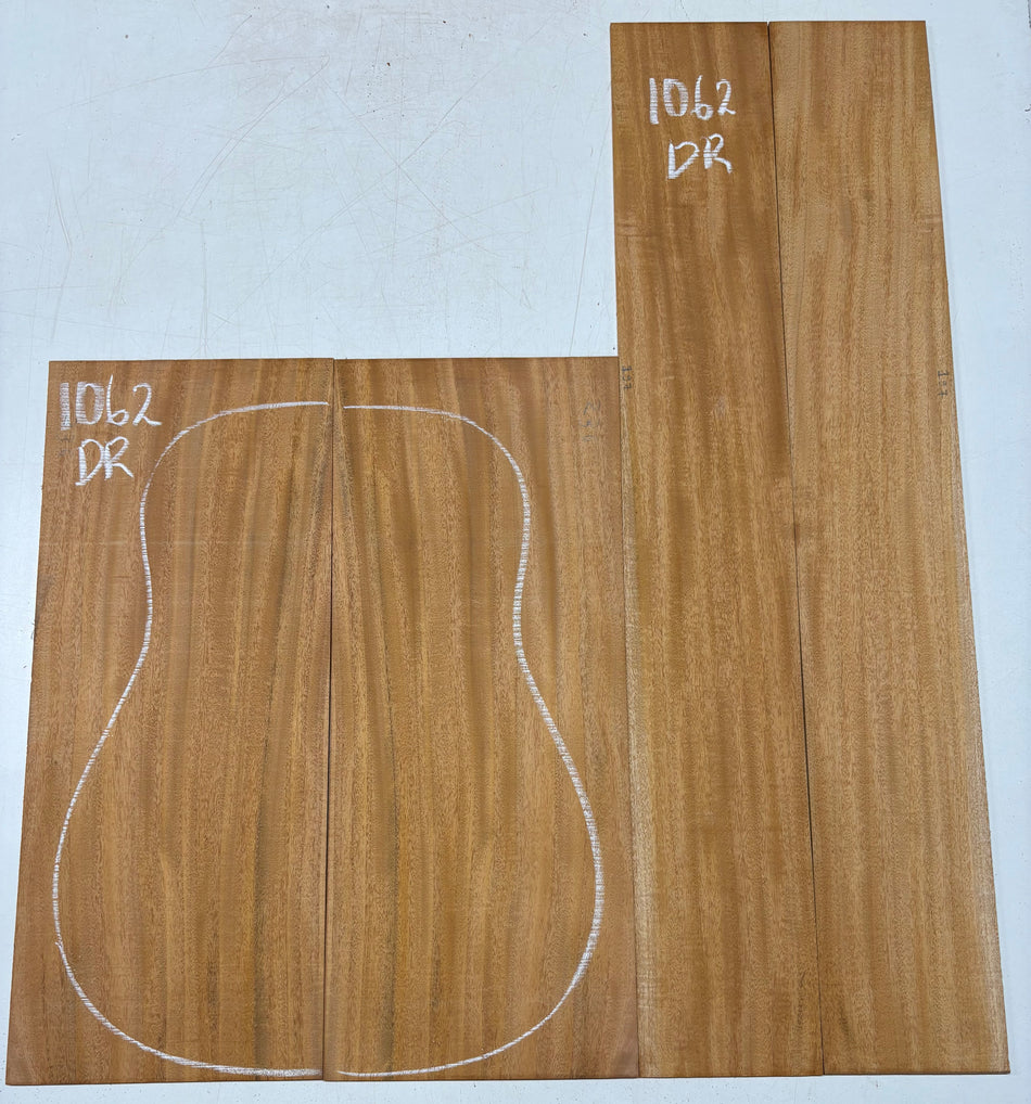 Flame Genuine Mahogany Dreadnought Guitar Back & Side Set #1062