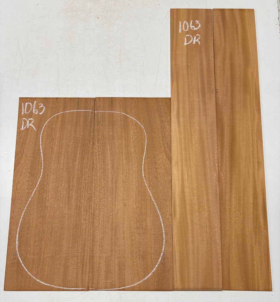 Flame Genuine Mahogany Dreadnought Guitar Back & Side Set #1063