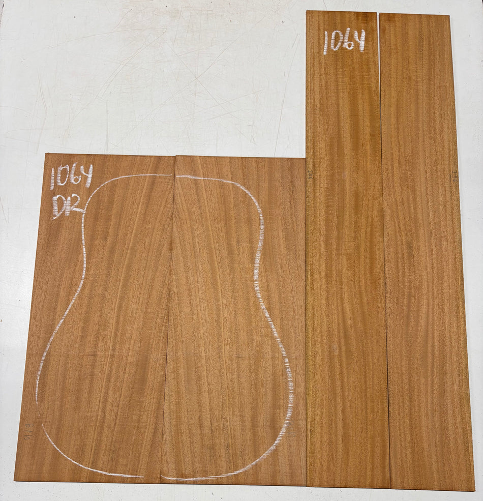 Flame Genuine Mahogany Dreadnought Guitar Back & Side Set #1064