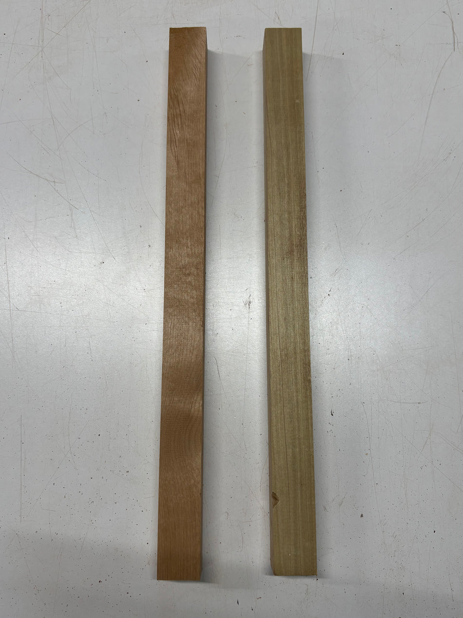2 Pack, 2 Species Poplar + Red Alder Turning Wood Blanks 21"x1-1/2"x1-1/2"#7141