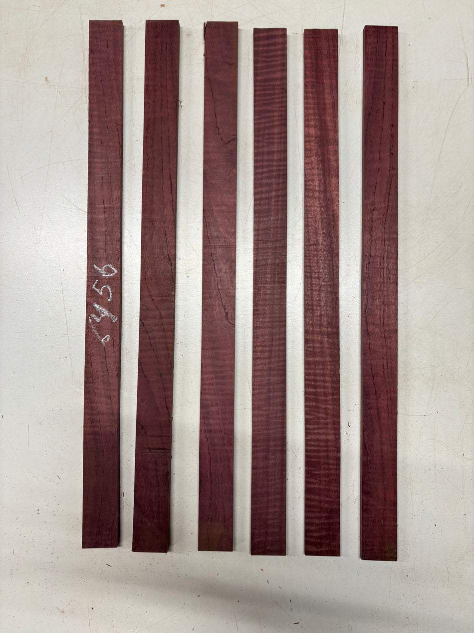 6 Pack, Flame Purpleheart Thin Stock Lumber 24"x1-1/2"x3/8" #6456