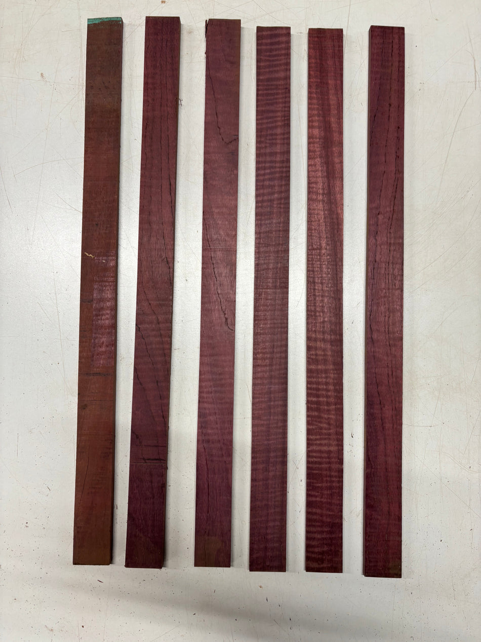 6 Pack, Flame Purpleheart Thin Stock Lumber 24"x1-1/2"x3/8" #6456