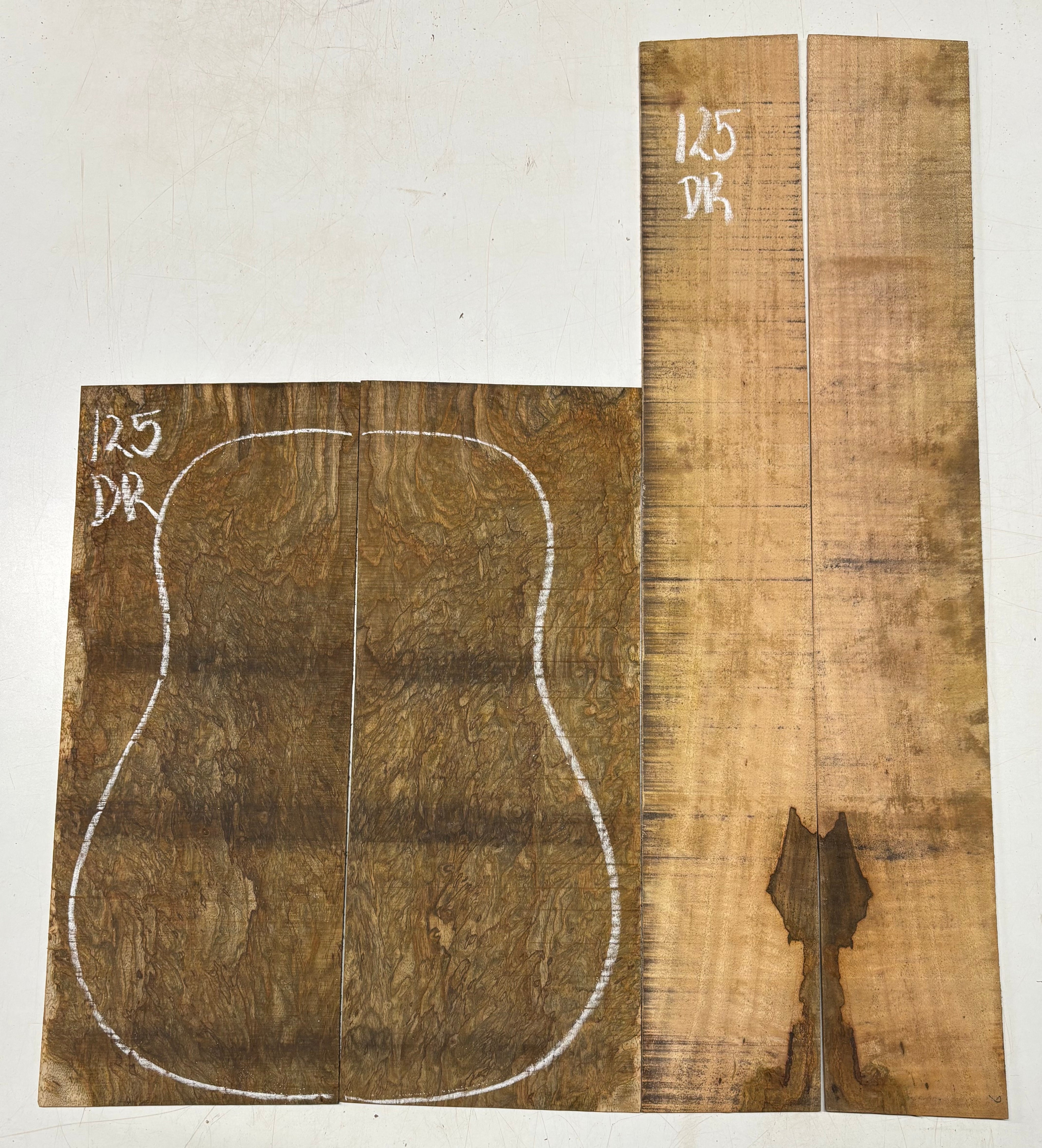 Figured Flame Mango Dreadnought Guitar Back and Side Set #125 - Exotic Wood Zone