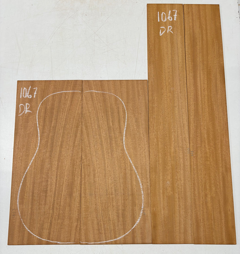 Flame Genuine Mahogany Dreadnought Guitar Back & Side Set #1067