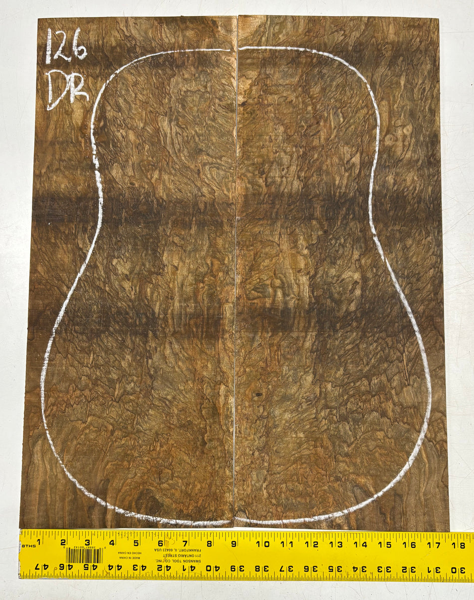 Figured Flame Mango Dreadnought Guitar Back and Side Set #126 - Exotic Wood Zone