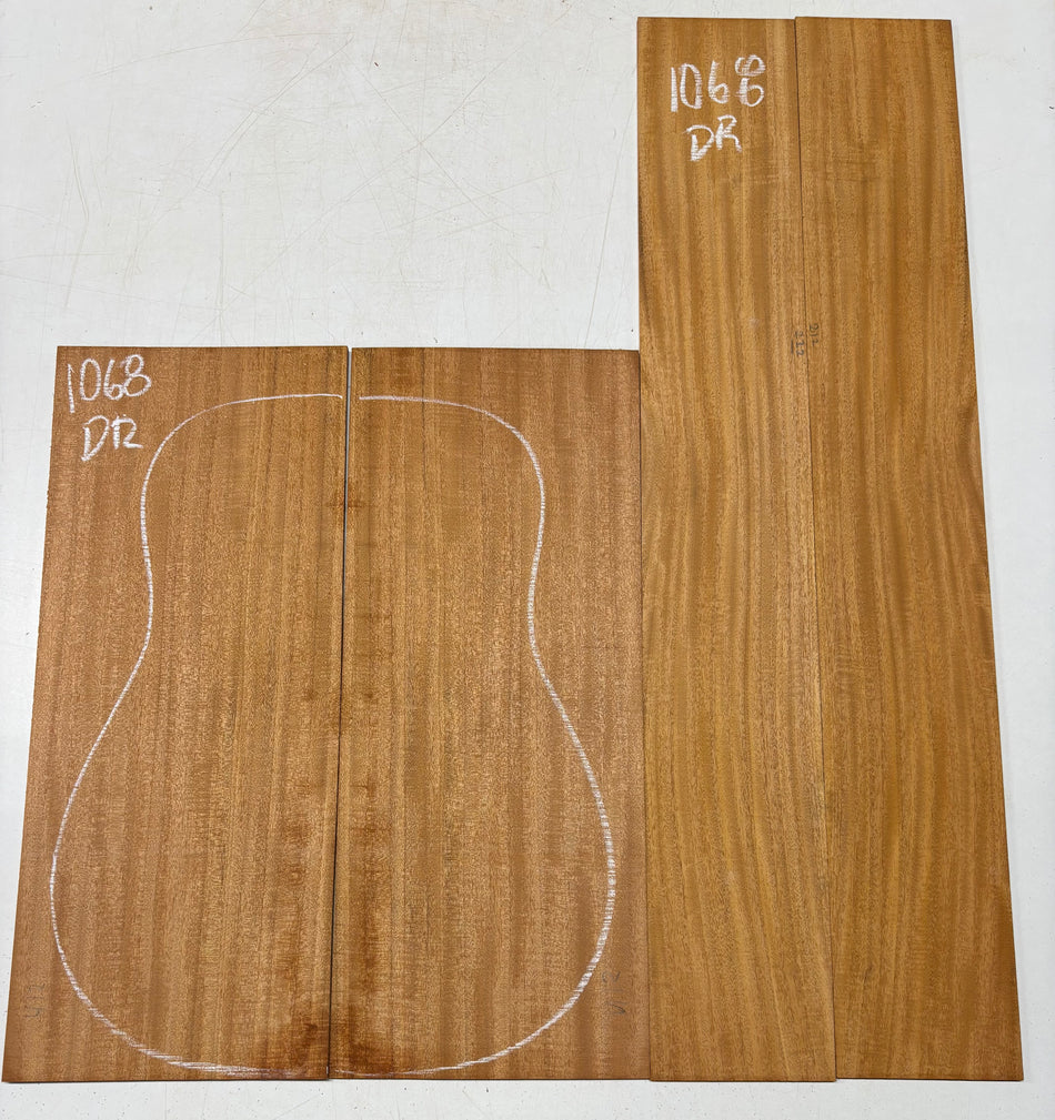 Flame Genuine Mahogany Dreadnought Guitar Back & Side Set #1068