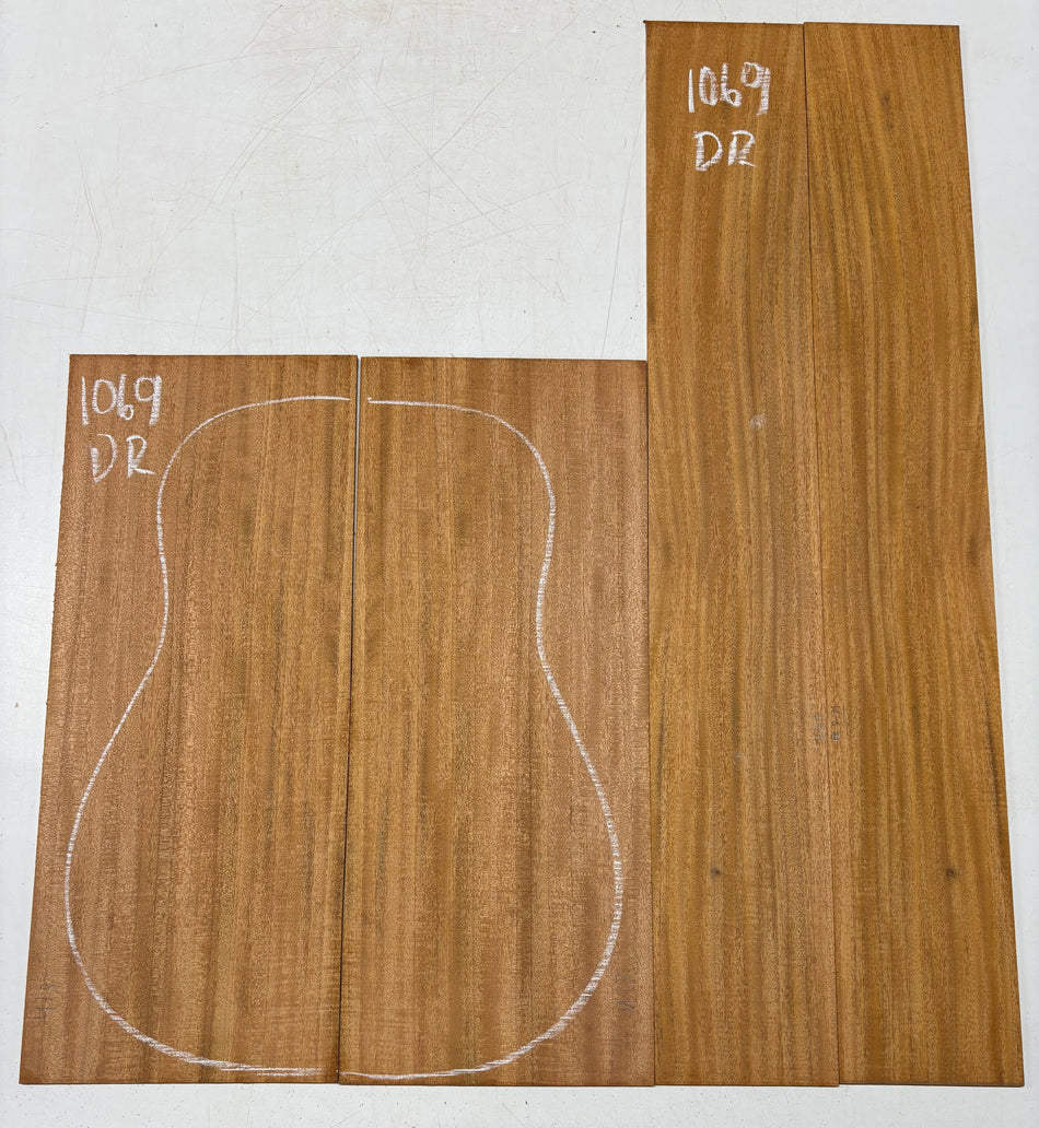 Flame Genuine Mahogany Dreadnought Guitar Back & Side Set #1069