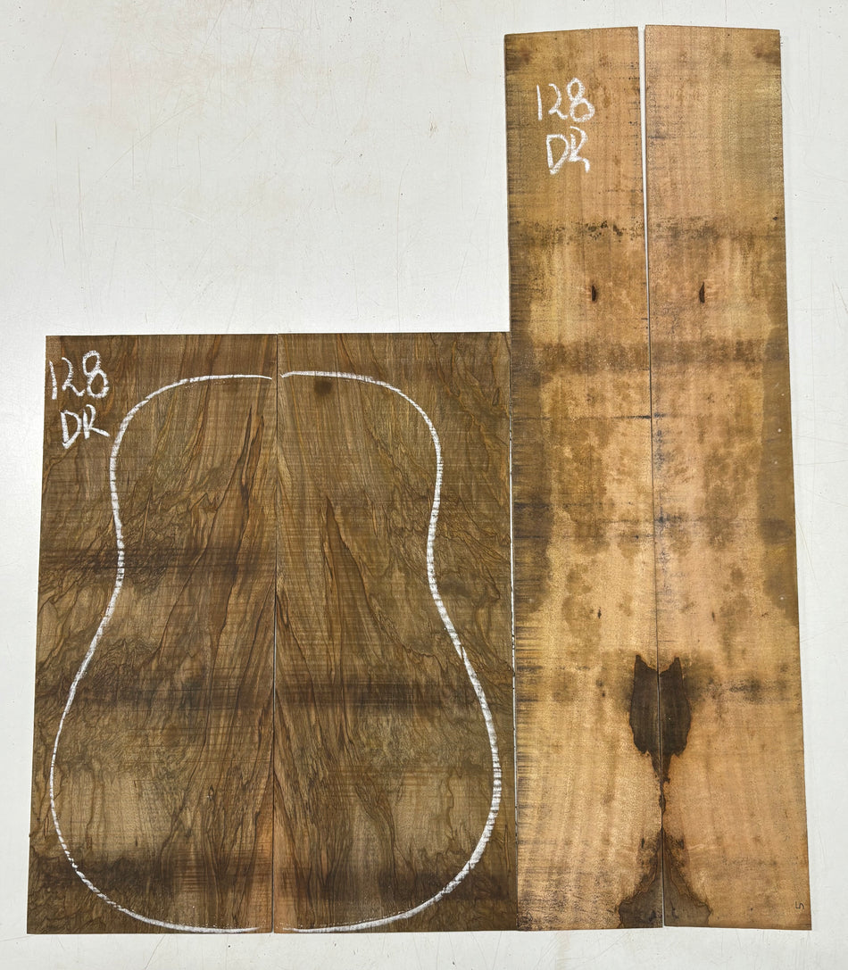 Figured Flame Mango Dreadnought Guitar Back and Side Set #128 - Exotic Wood Zone