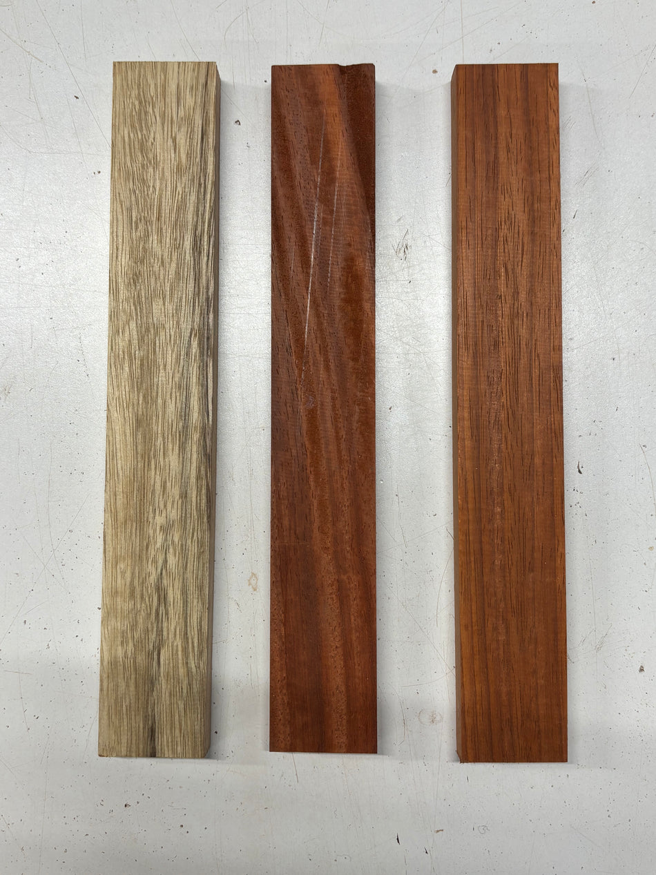 3 Pack, 2 Species Padauk + Black Limba Thin Stock Lumber 13"x1-7/8"x3/4"#7151 - Exotic Wood Zone
