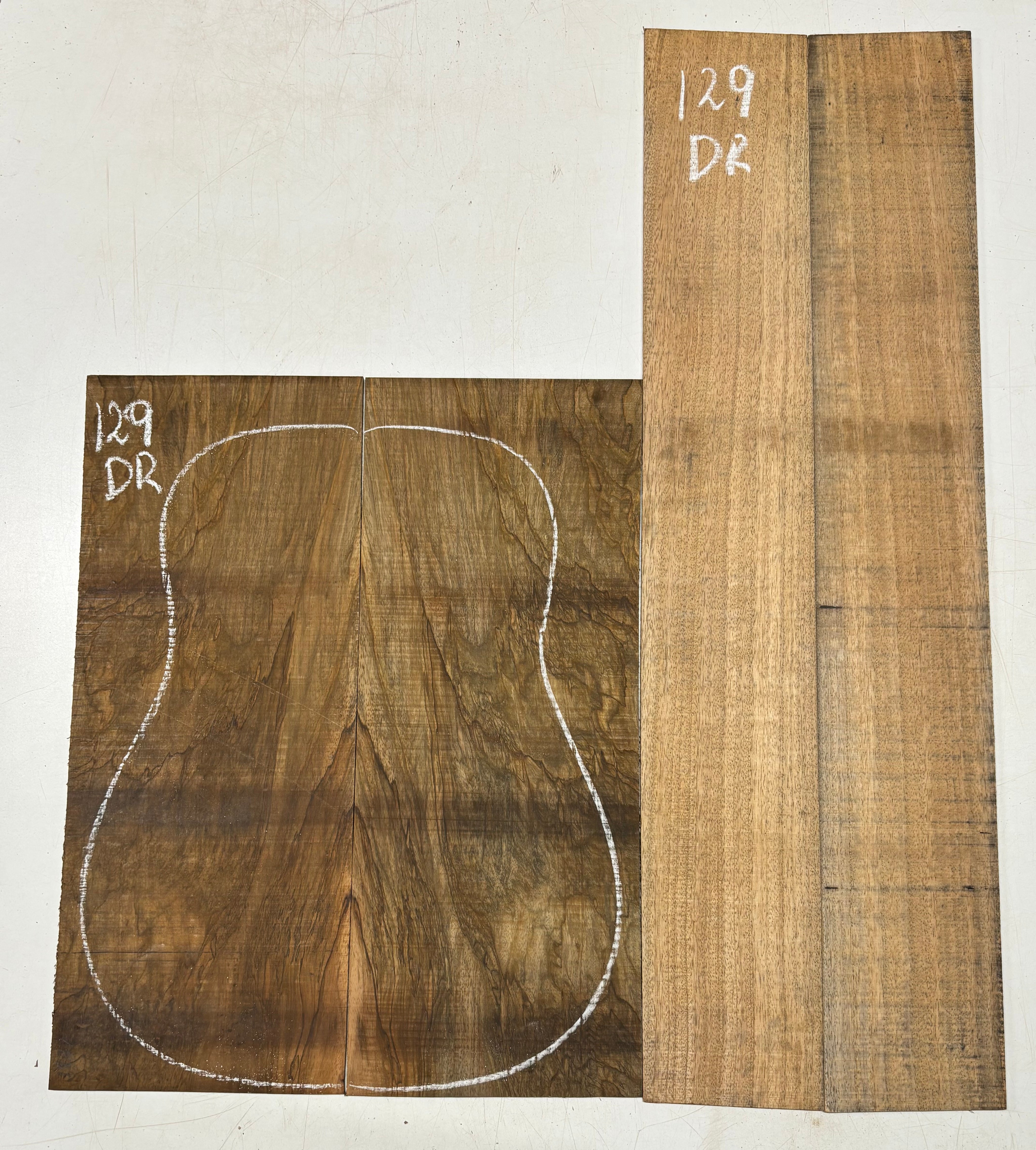 Figured Flame Mango Dreadnought Guitar Back and Side Set #129 - Exotic Wood Zone