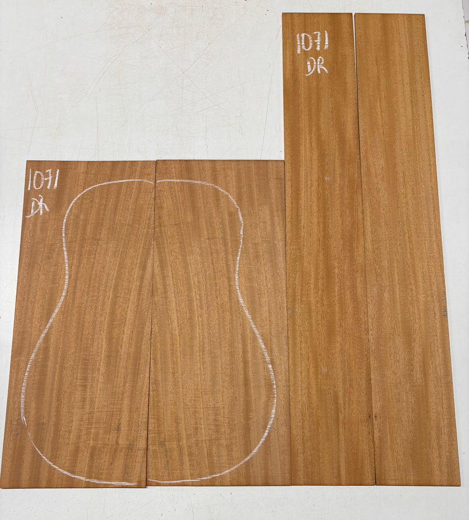 Flame Genuine Mahogany Dreadnought Guitar Back & Side Set #1070