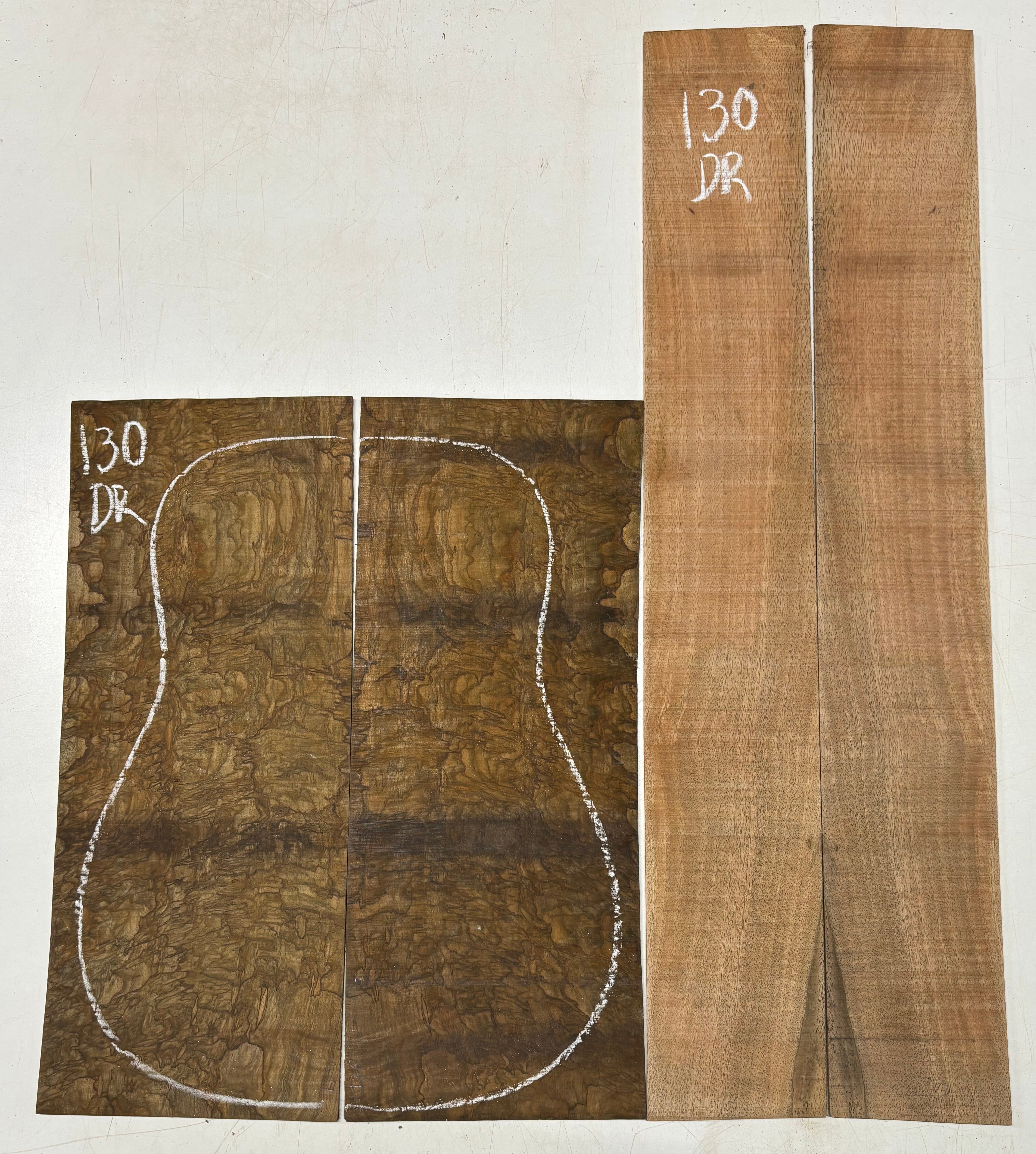 Figured Flame Mango Dreadnought Guitar Back and Side Set #130 - Exotic Wood Zone