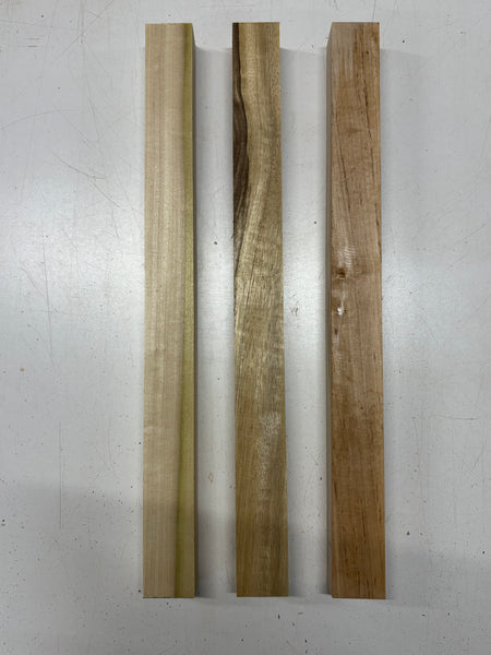 3 Pack, 3 Species Poplar + Ambrosia Maple + Black Limba Thin Stock Lumber 21"x1-3/4"x1-1/2"#7156 - Exotic Wood Zone