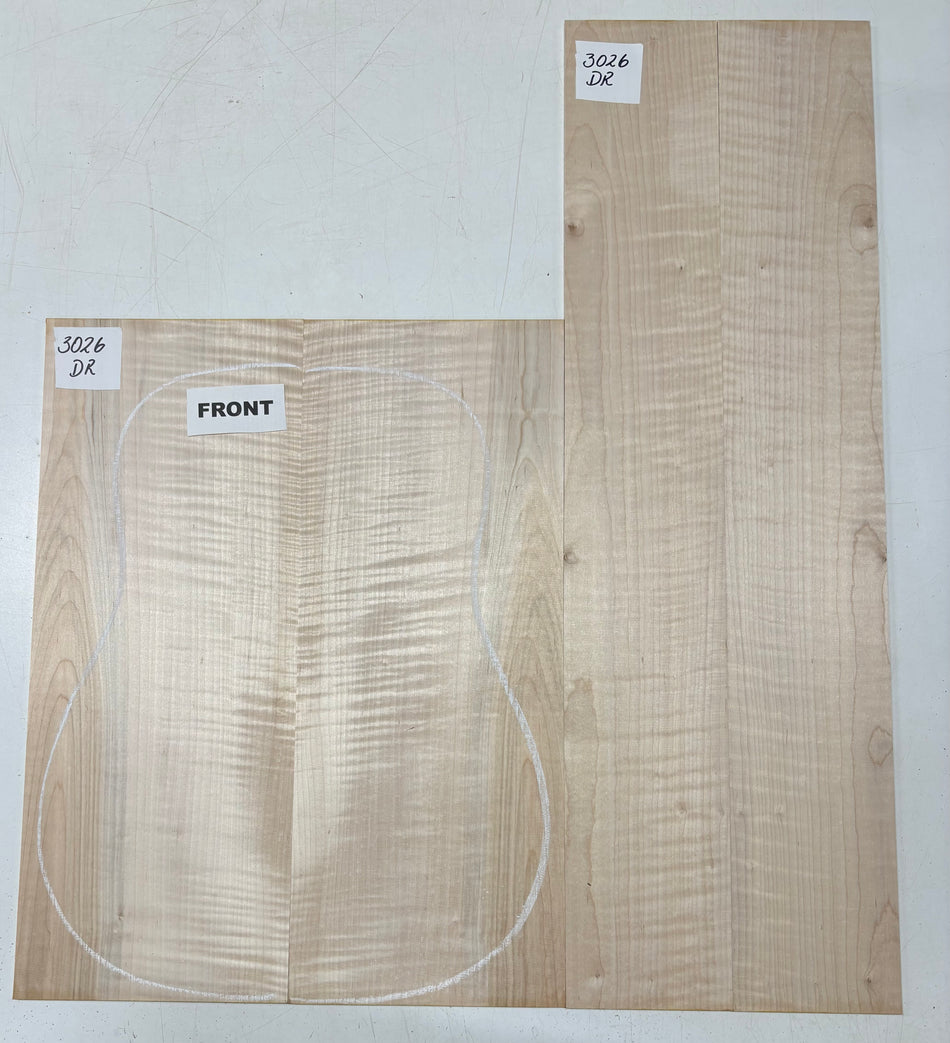 Tapa de arce spalted tostado al fuego, grado AAAA, tallada para guitarra - 20-3/4" x 7-1/2" x 1-1/4" #209