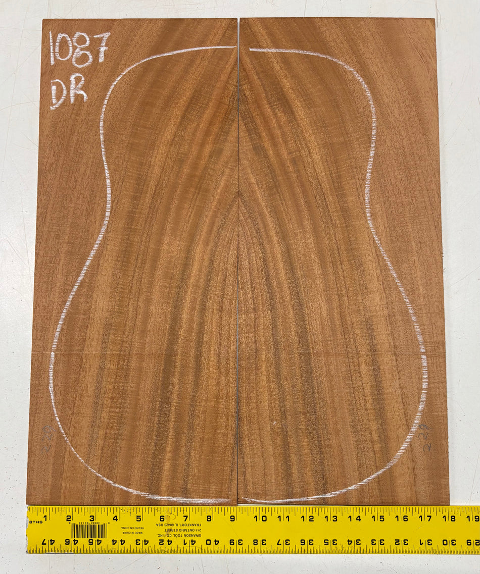 Waterfall Flame Mahogany Dreadnought Guitar Back Set #1087