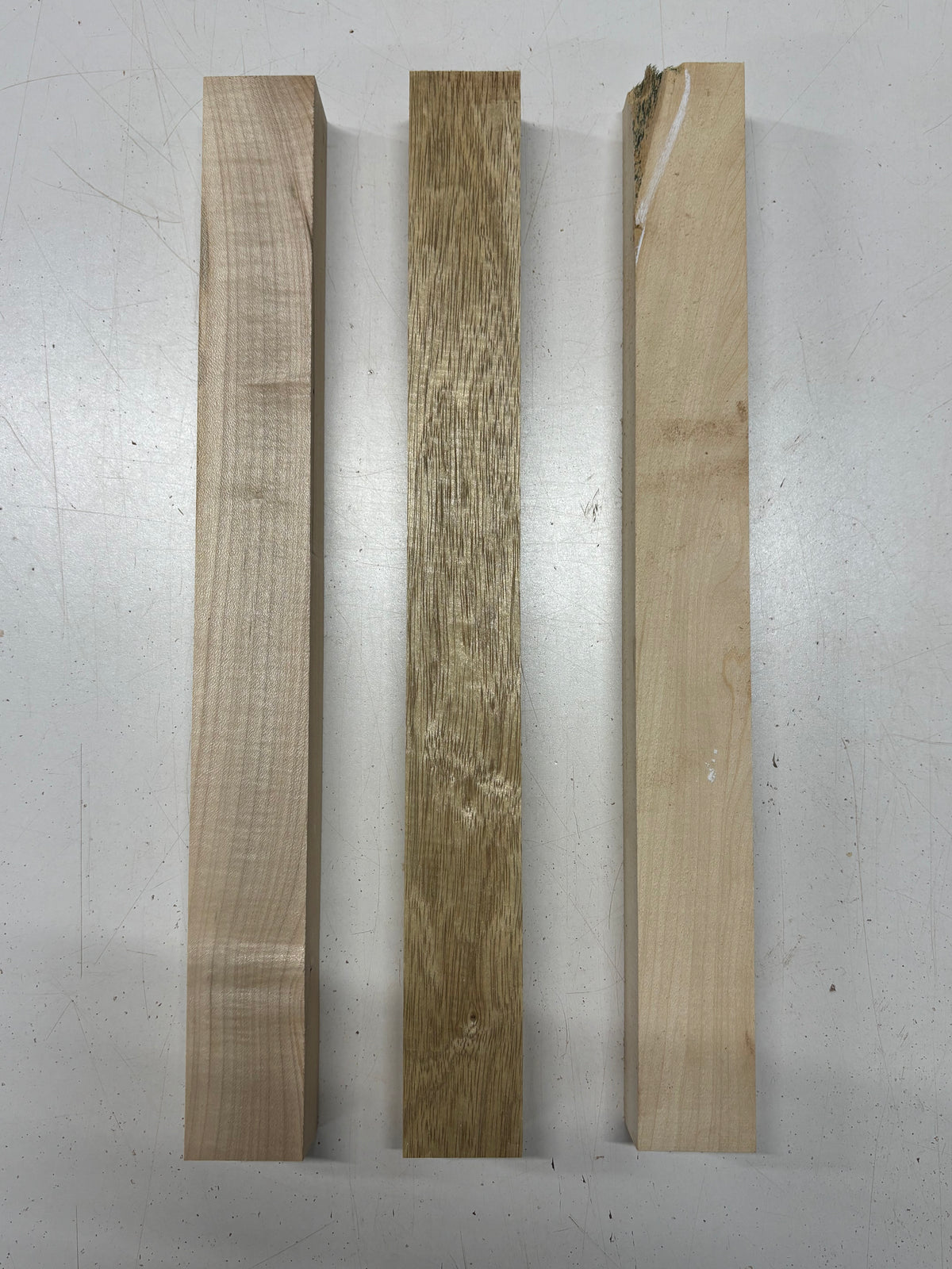 3 Pack, 3 Species White Limba + Ambrosia Maple + Basswood Thin Stock Lumber 18"x1-7/8"x1-1/2"#7164 - Exotic Wood Zone
