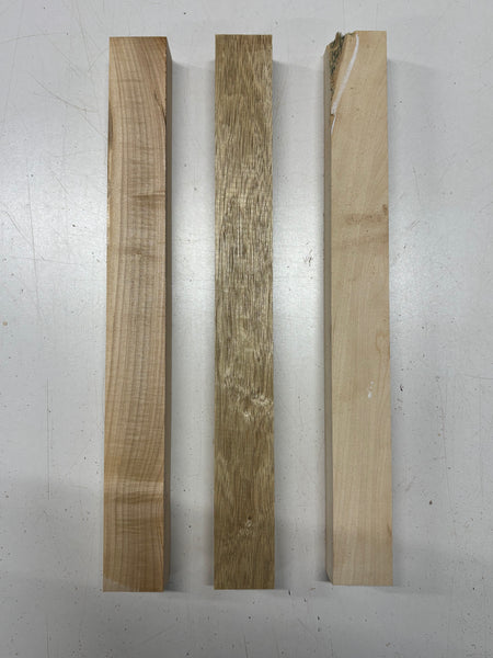 3 Pack, 3 Species White Limba + Ambrosia Maple + Basswood Thin Stock Lumber 18"x1-7/8"x1-1/2"#7164 - Exotic Wood Zone